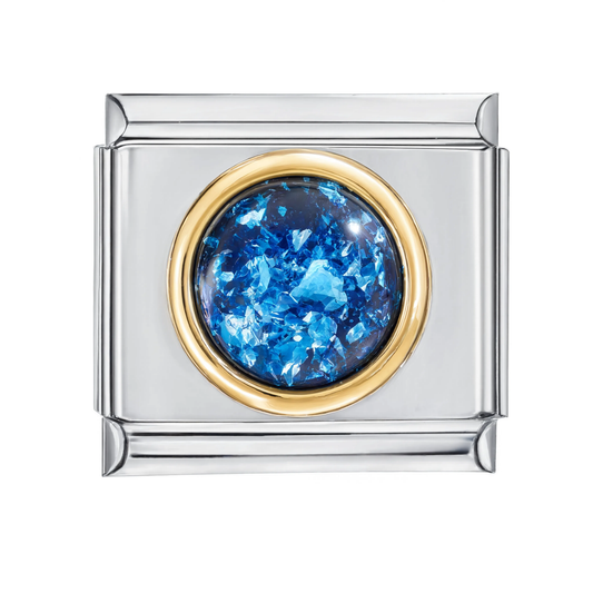 Blue Foil Dome Italian Charm