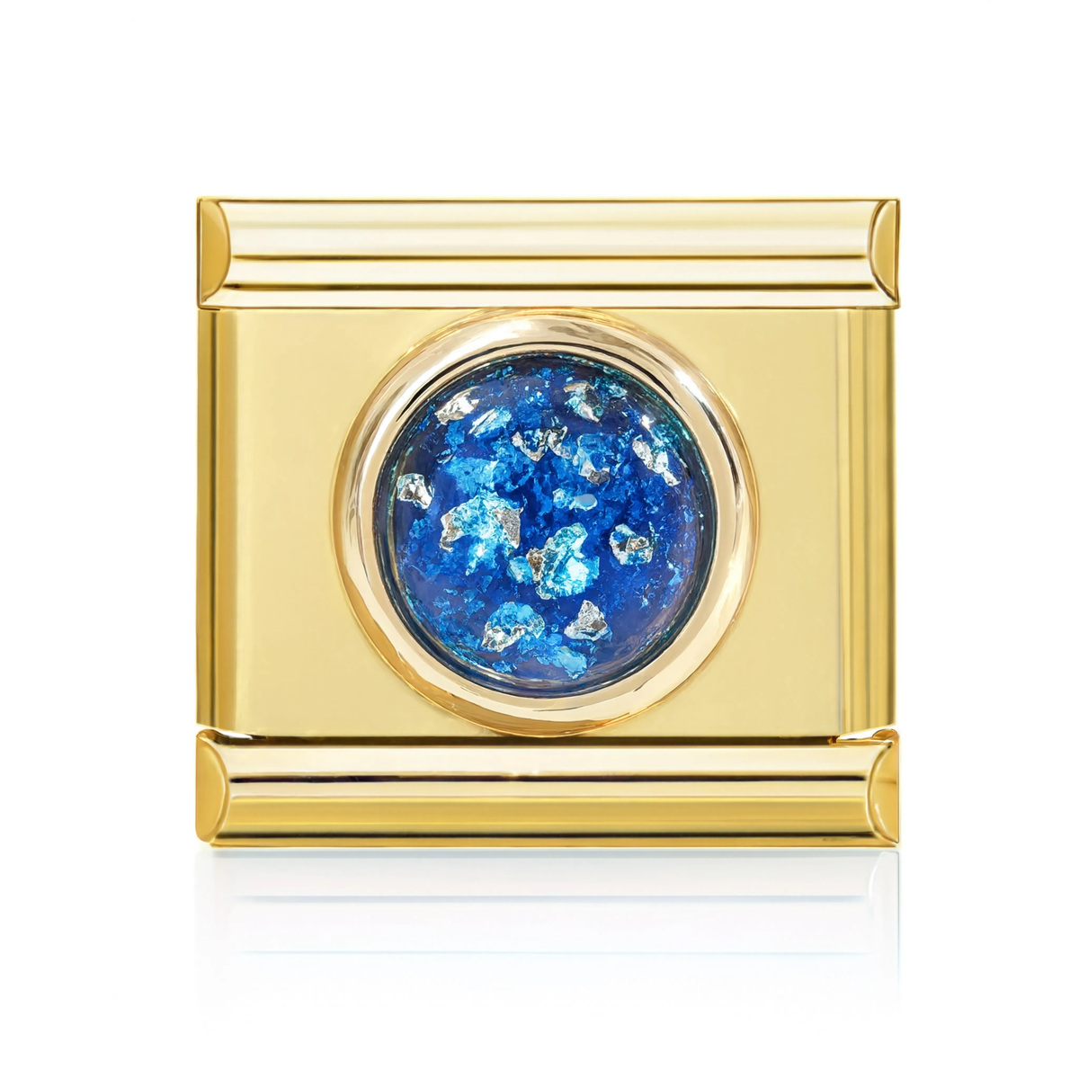 Blue Foil Dome Italian Charm Gold