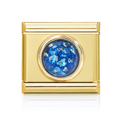 Blue Foil Dome Italian Charm Gold