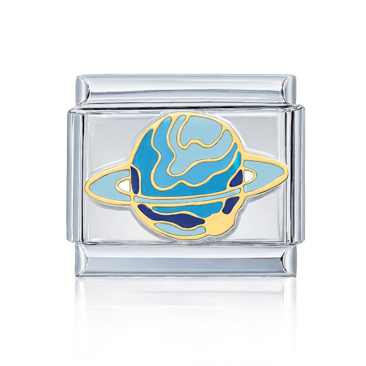 Blue Gold Ringed Planet