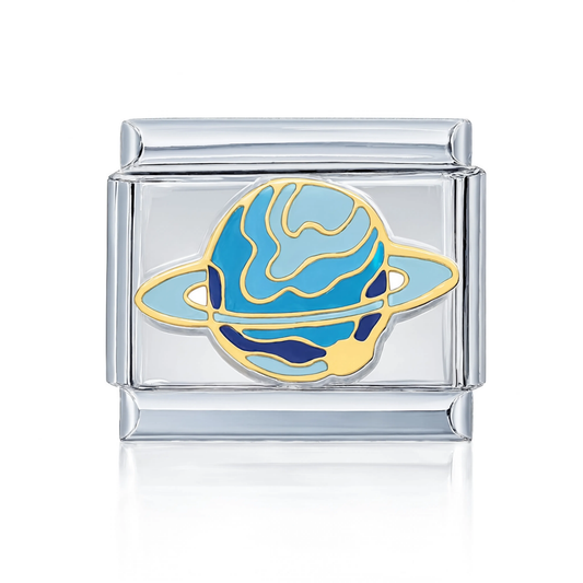 Blue Gold Ringed Planet