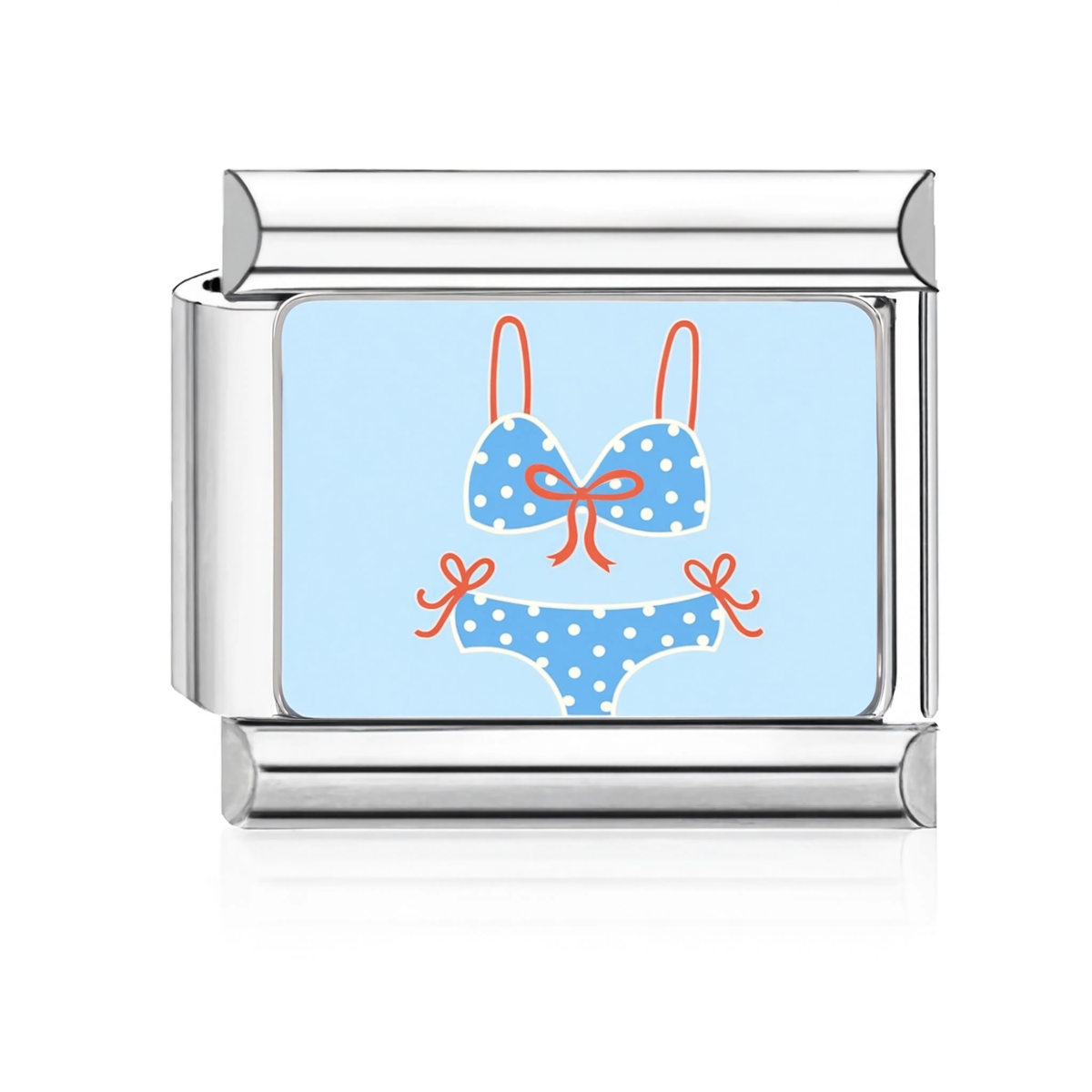 Blue Polka-Dot Bikini Italian Charm Silver