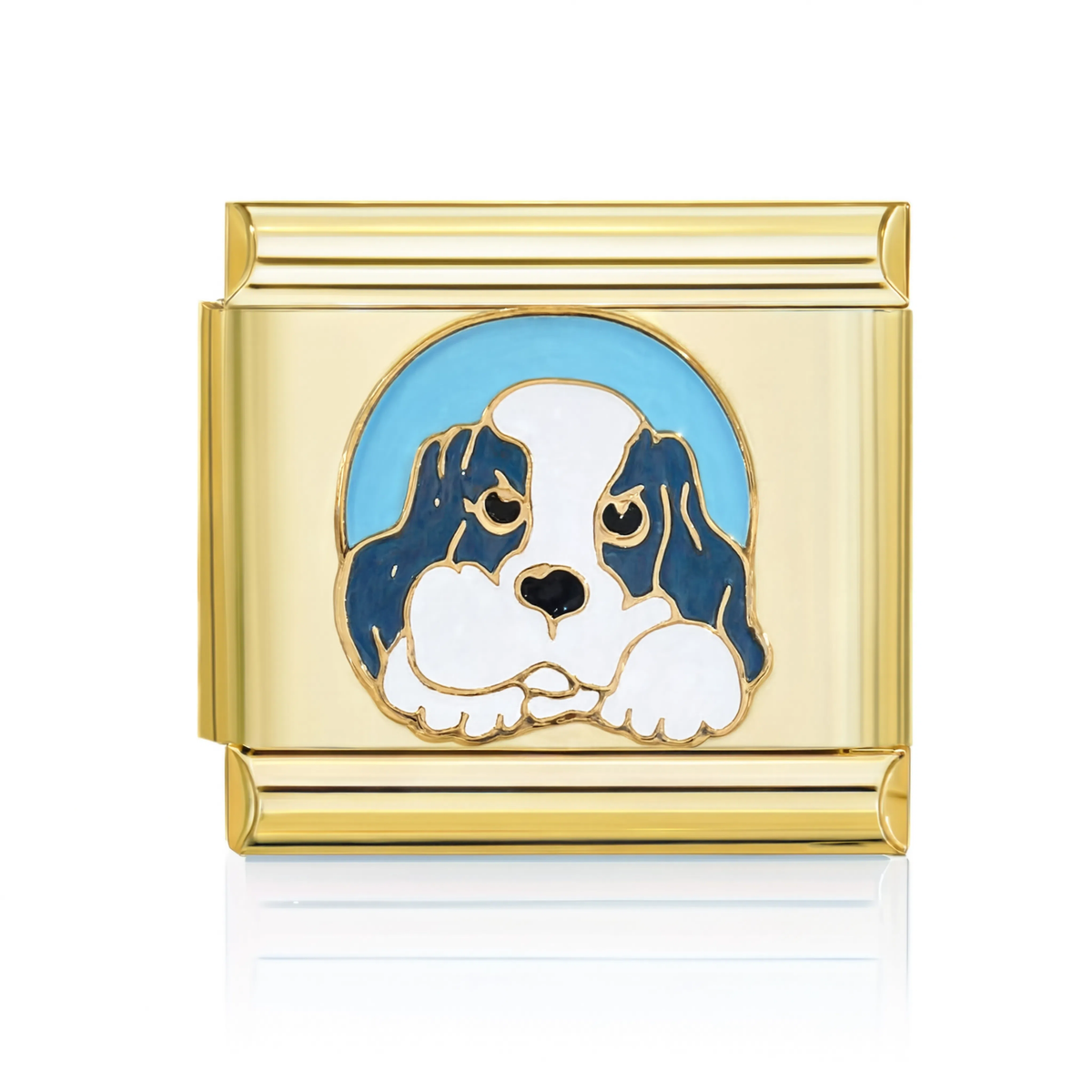 Blue Puppy Gold Italian Charm
