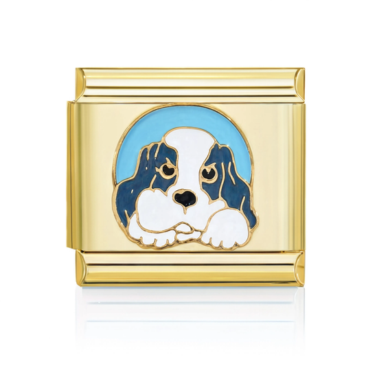 Blue Puppy Gold Italian Charm
