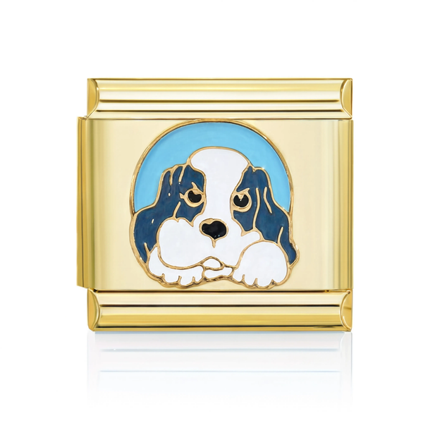 Blue Puppy Gold Italian Charm