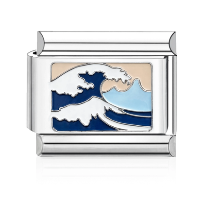 Blue Wave Italian Charm - Silver