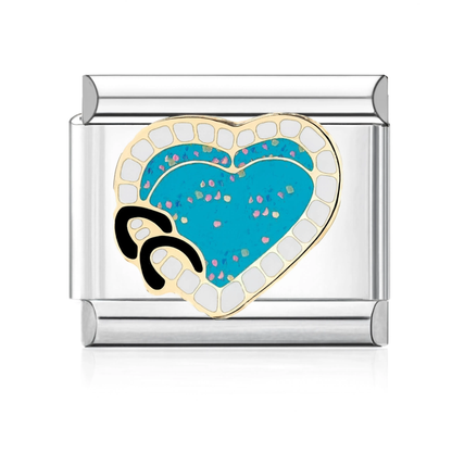 CC Blue Heart Italian Charm - Silver