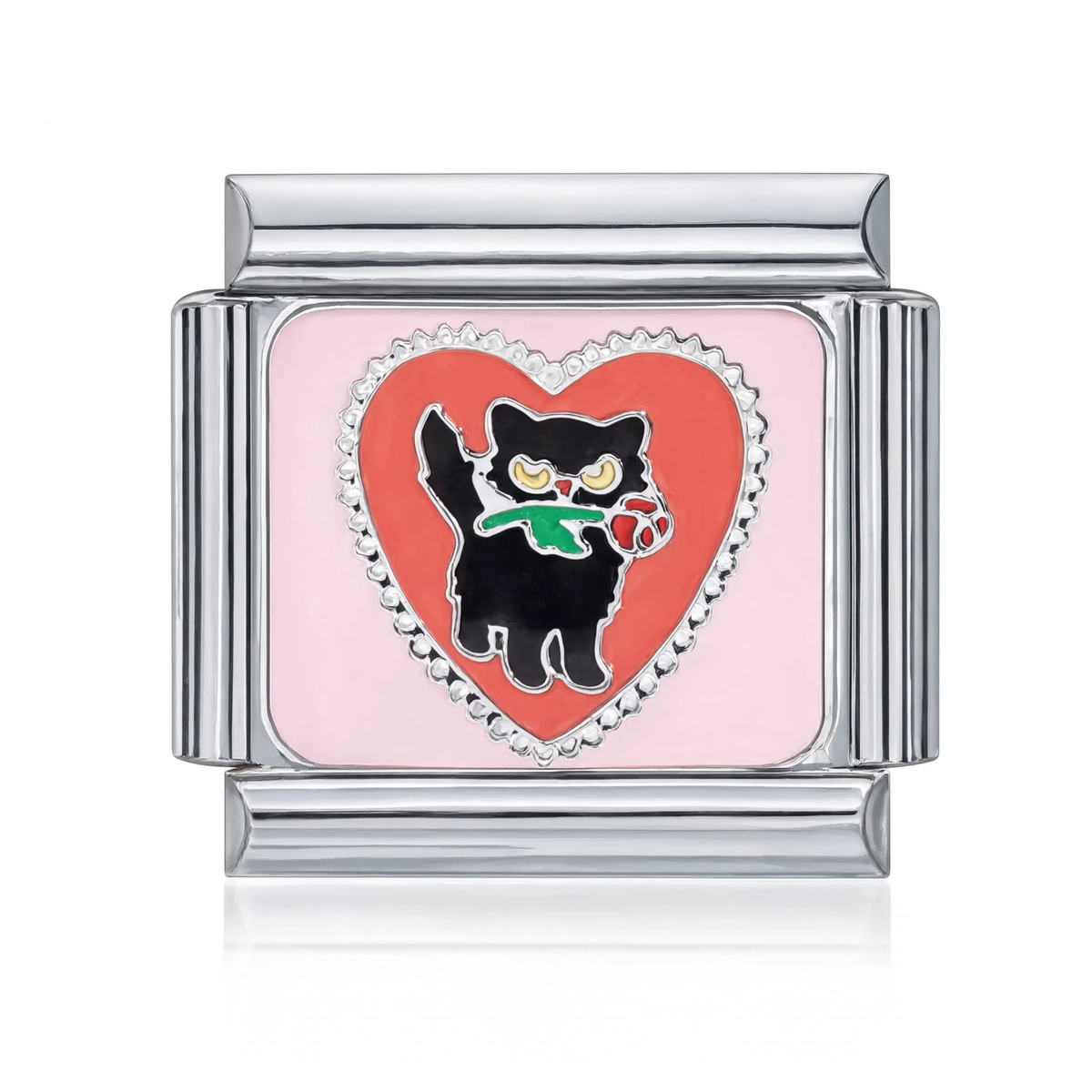 Cat with Rose Italian Charm