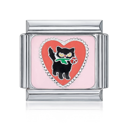 Cat with Rose Italian Charm