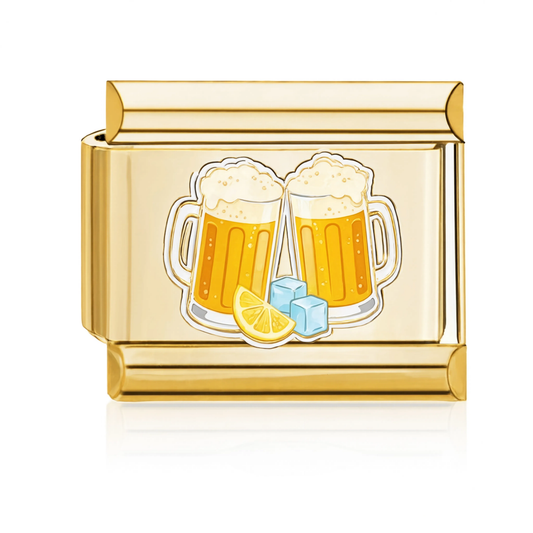 Cheers Beer Mugs Italian Charm Gold