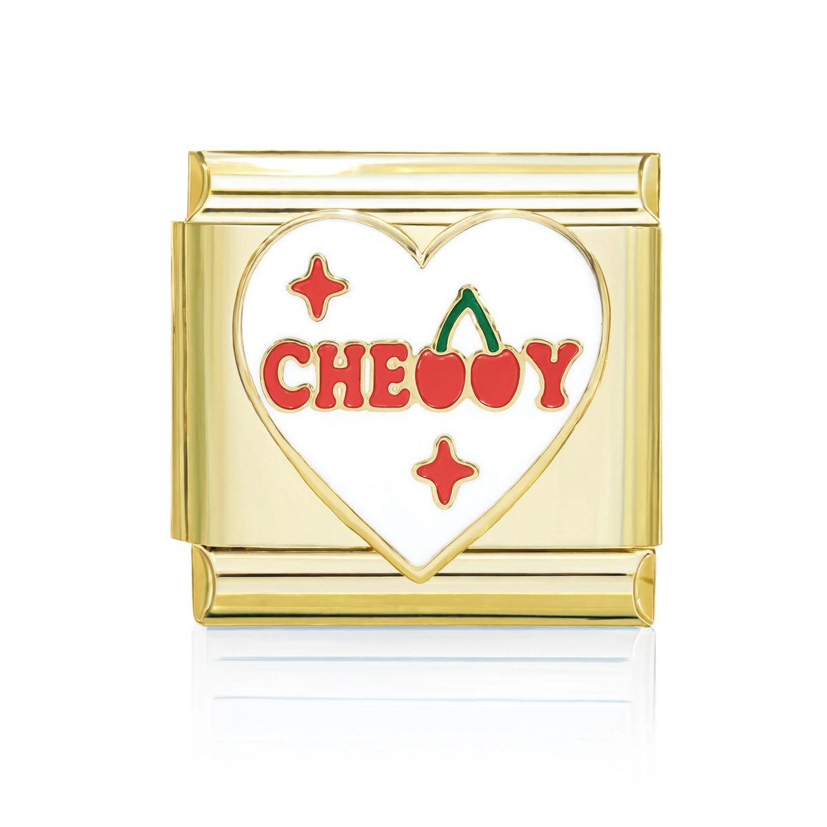 Cherry Heart Gold Italian Charm