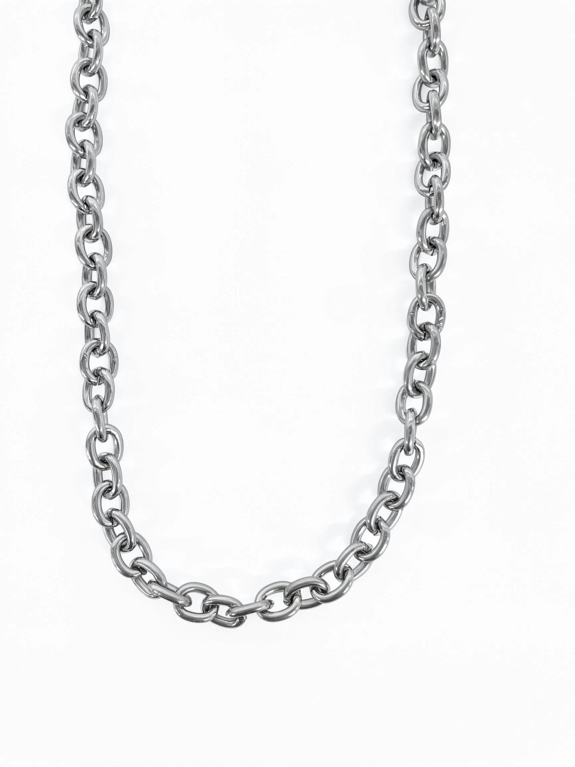 Chunky Cable Charm Necklace - Silver
