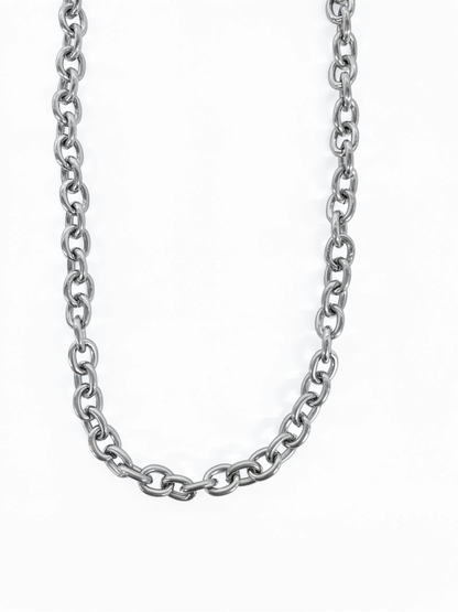 Chunky Cable Charm Necklace - Silver