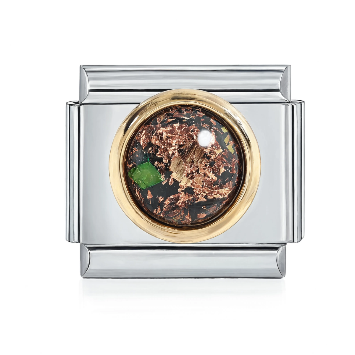 Copper Foil Black Dome Italian Charm