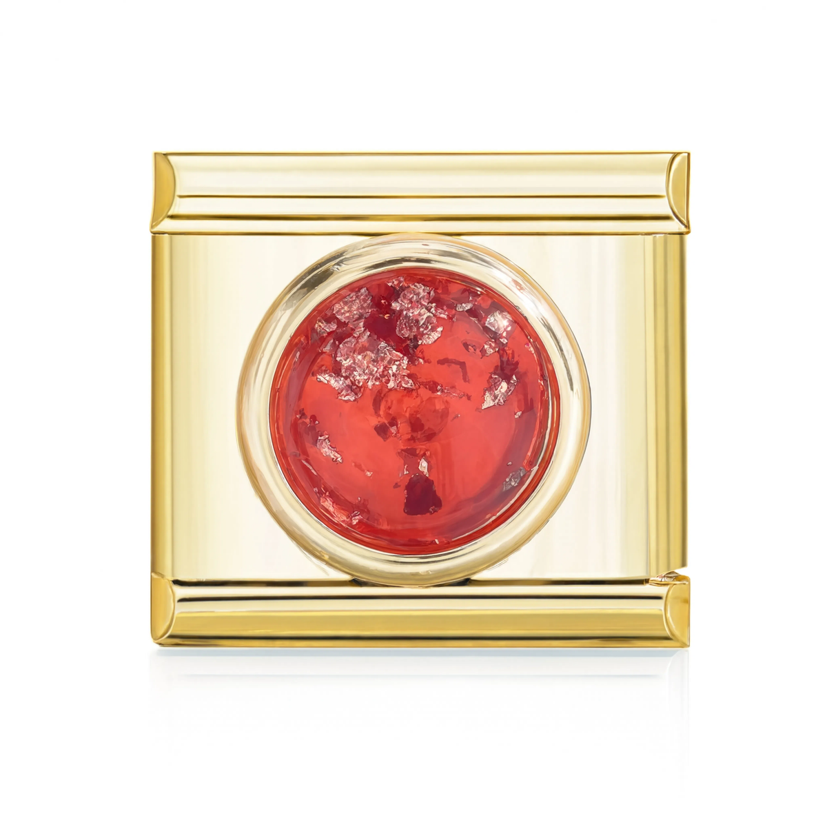 Coral Red Foil Dome Gold Italian Charm