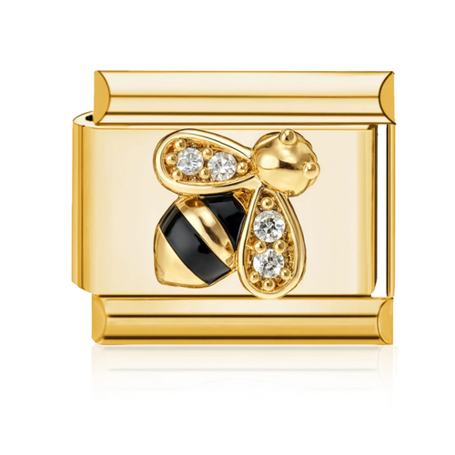 Crystal Bee Italian Charm - Gold