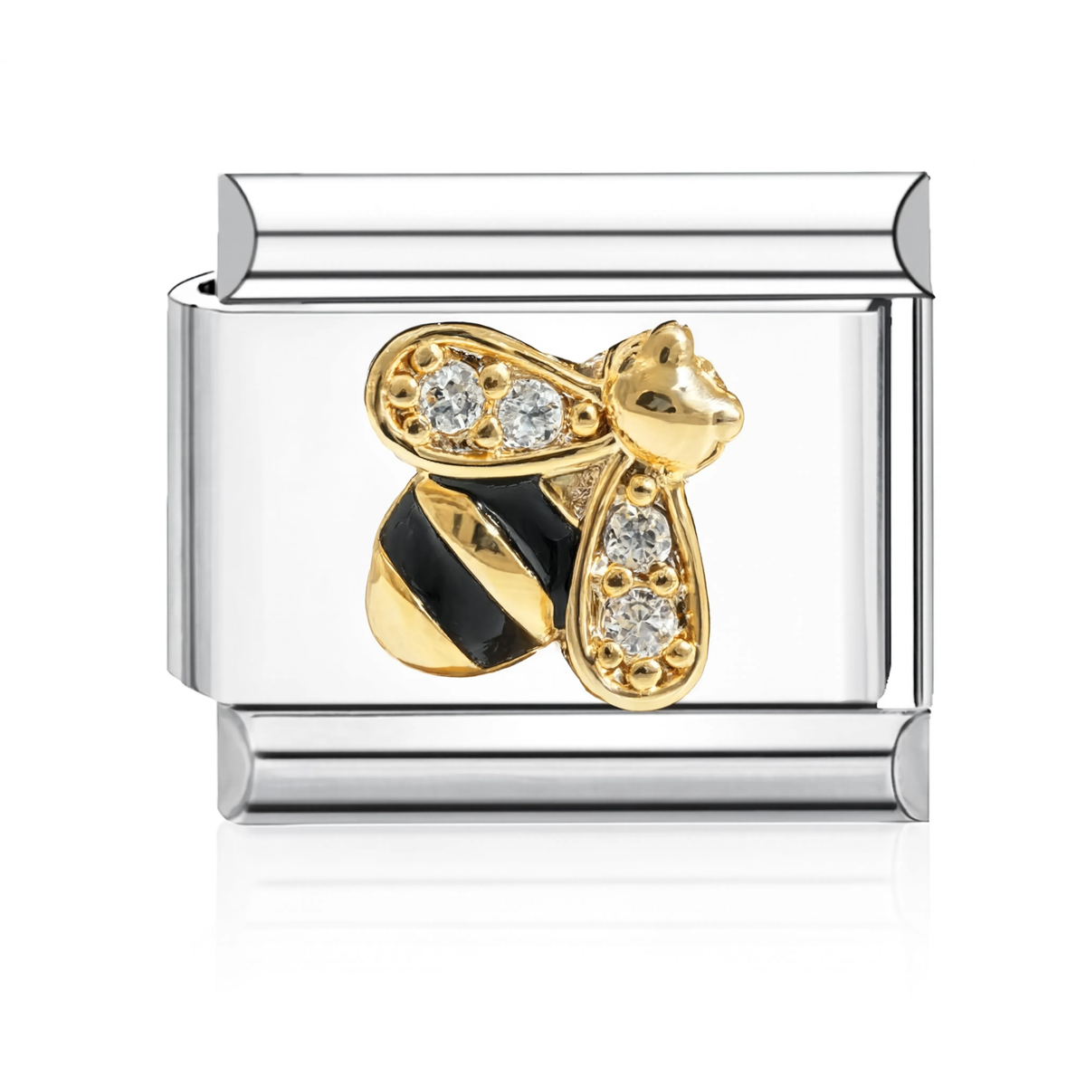 Crystal Bee Italian Charm - Silver