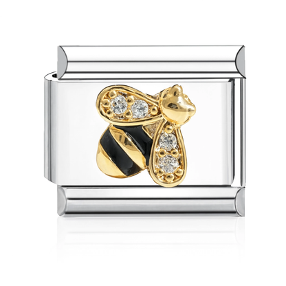 Crystal Bee Italian Charm - Silver