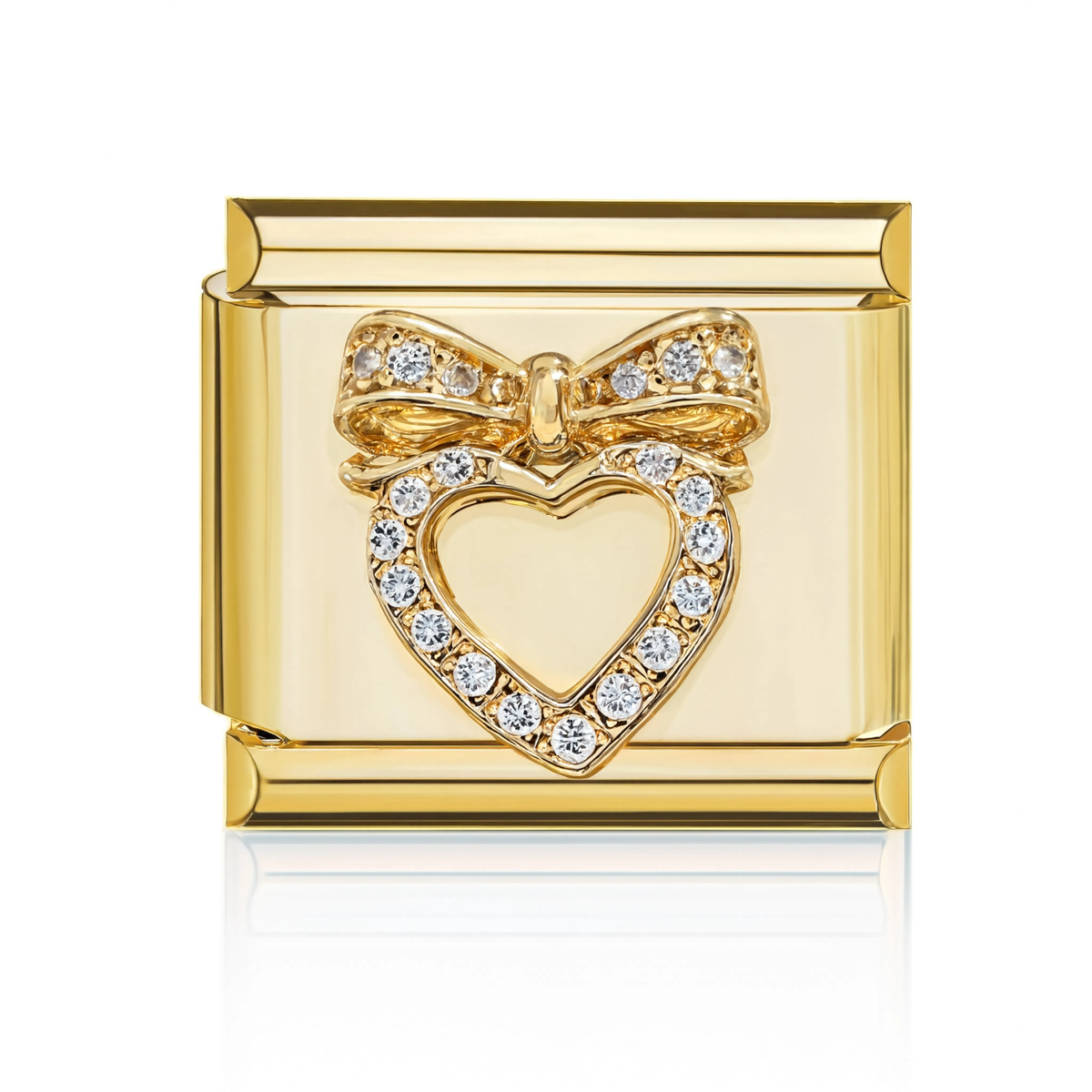 Crystal Bow Heart Charm Gold HD