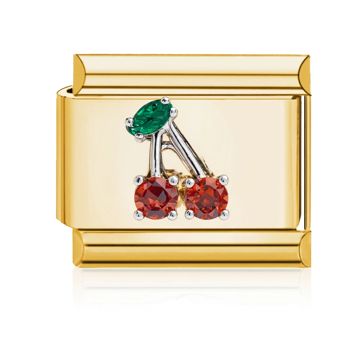 Crystal Cherries Italian Charm - Gold