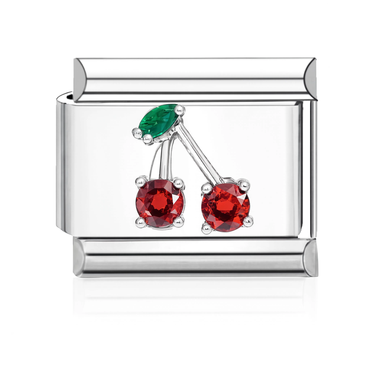 Crystal Cherries Italian Charm - Silver