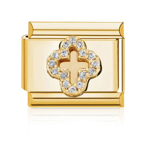 Crystal Clover Charm HD Gold