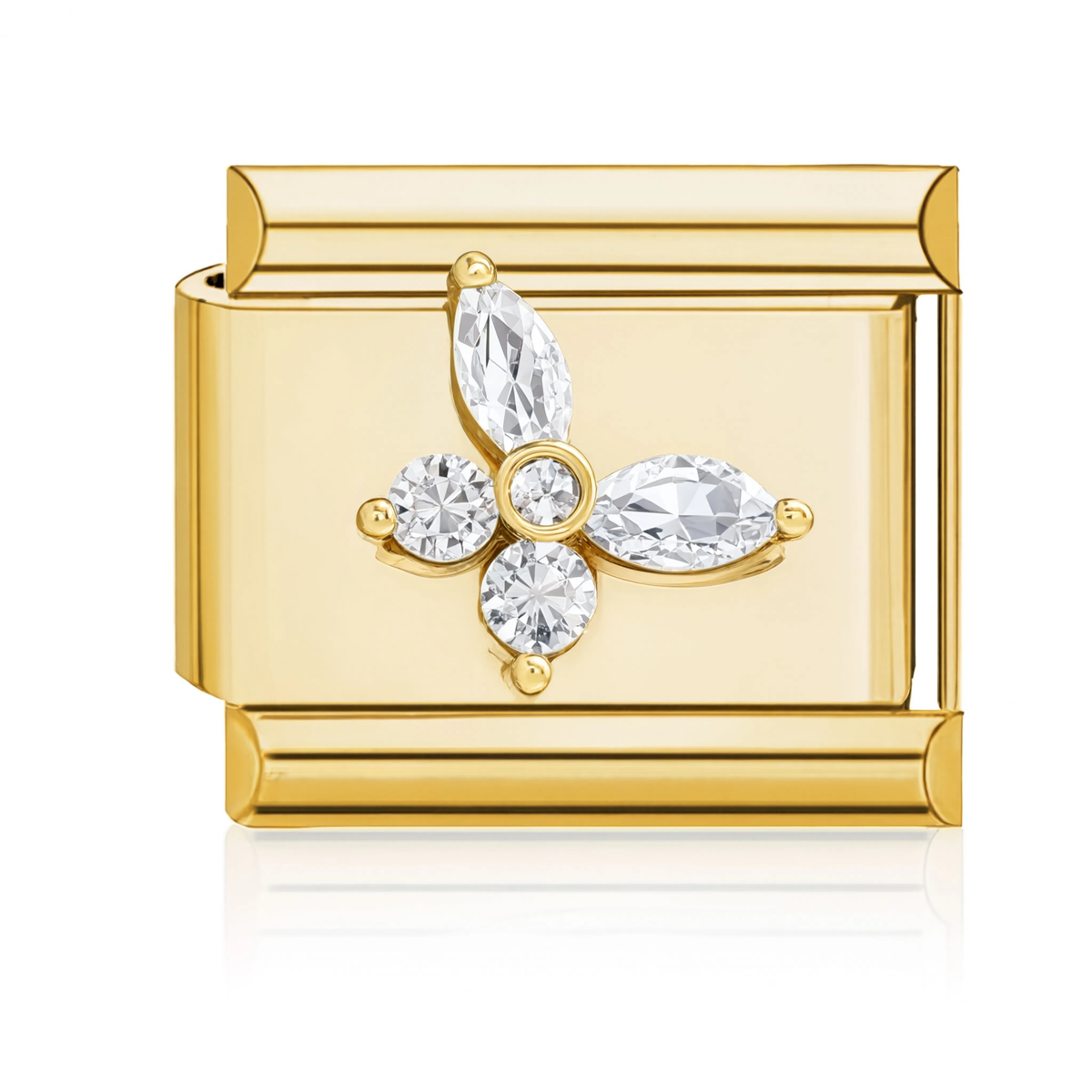 Crystal Flower Charm HD Gold