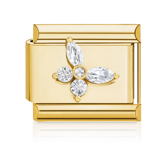 Crystal Flower Charm HD Gold