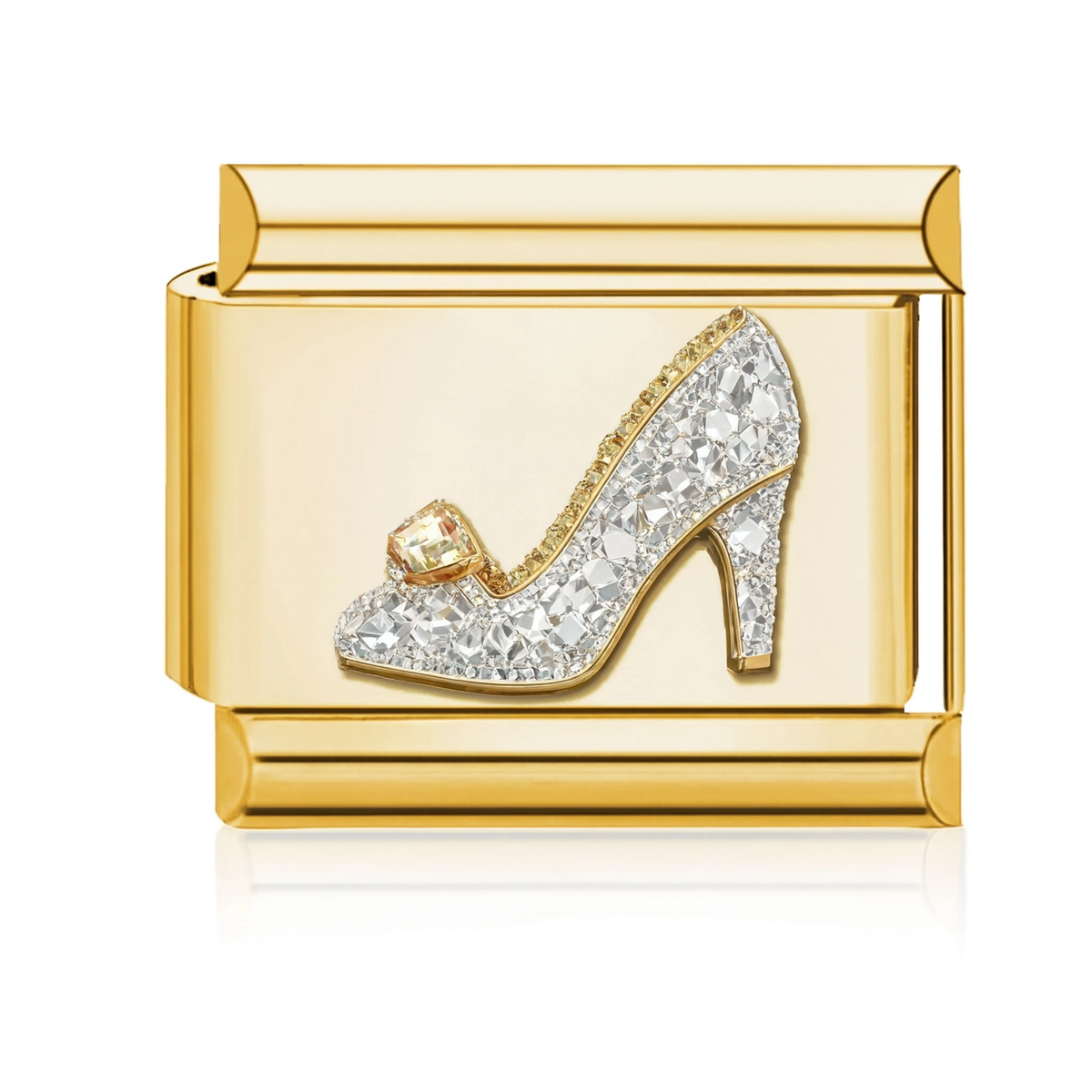 Crystal High Heel Italian Charm - Gold