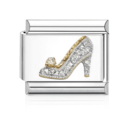 Crystal High Heel Italian Charm - Silver
