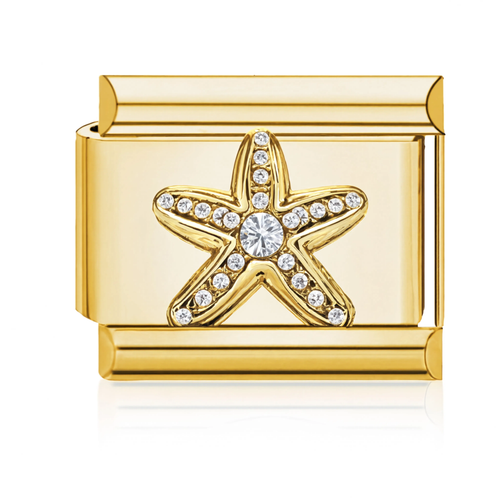 Crystal Starfish Gold Charm HD Gold