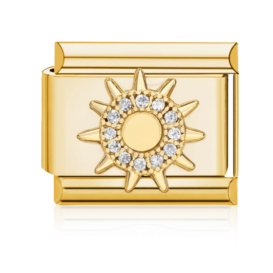 Crystal Sun Charm HD Gold