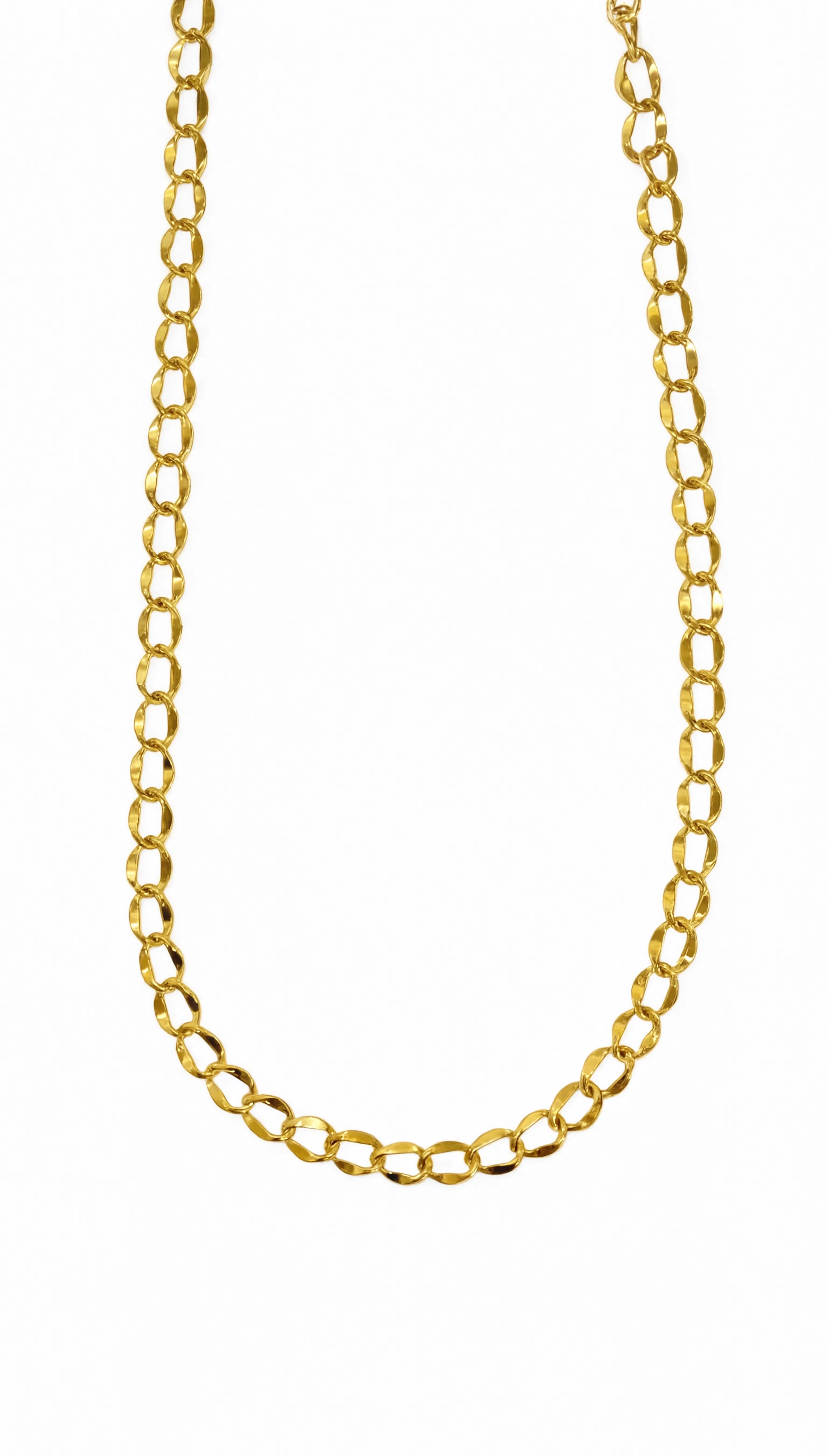 Curb Chain Charm Necklace - Gold