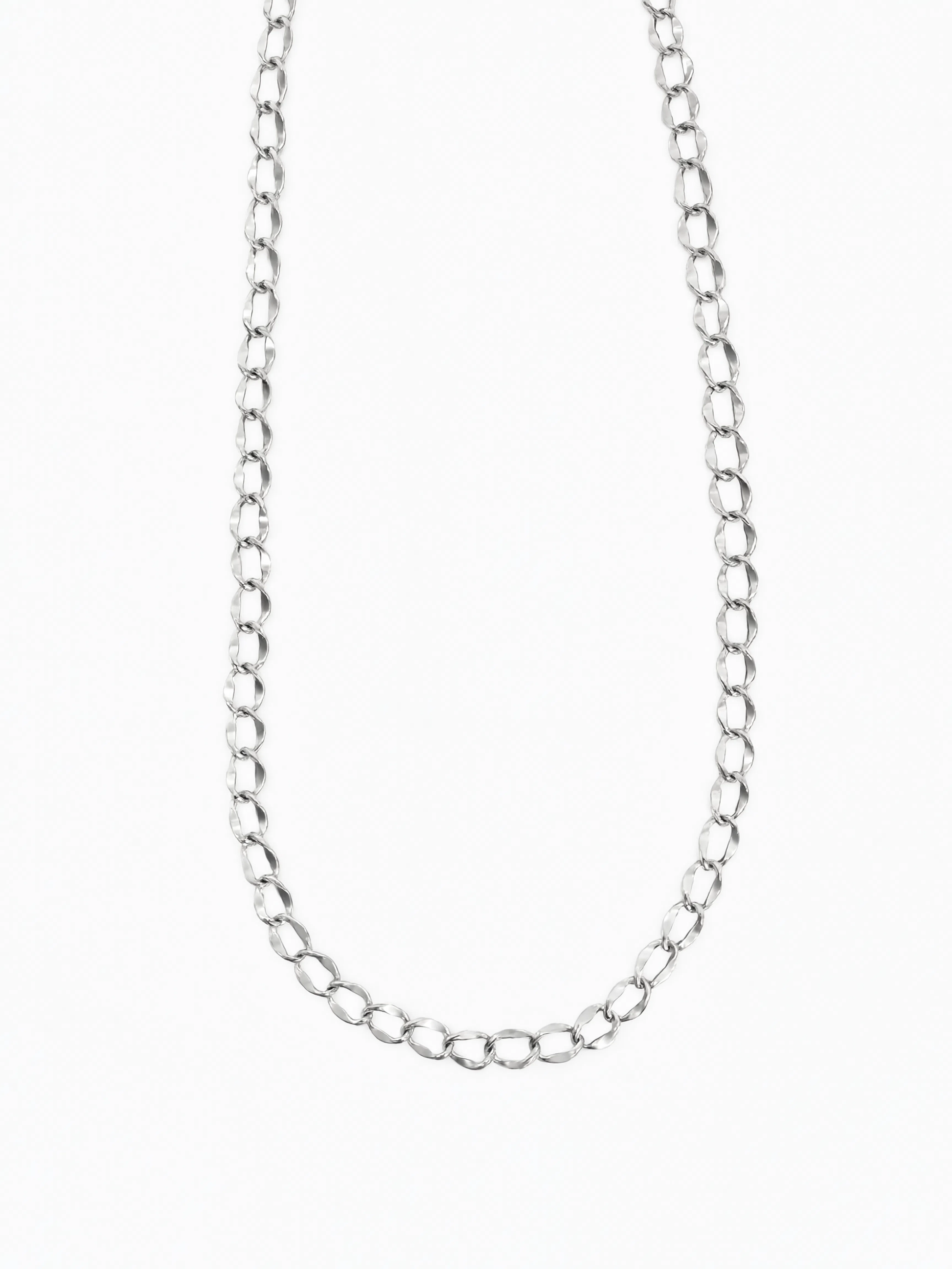 Curb Chain Charm Necklace - Silver