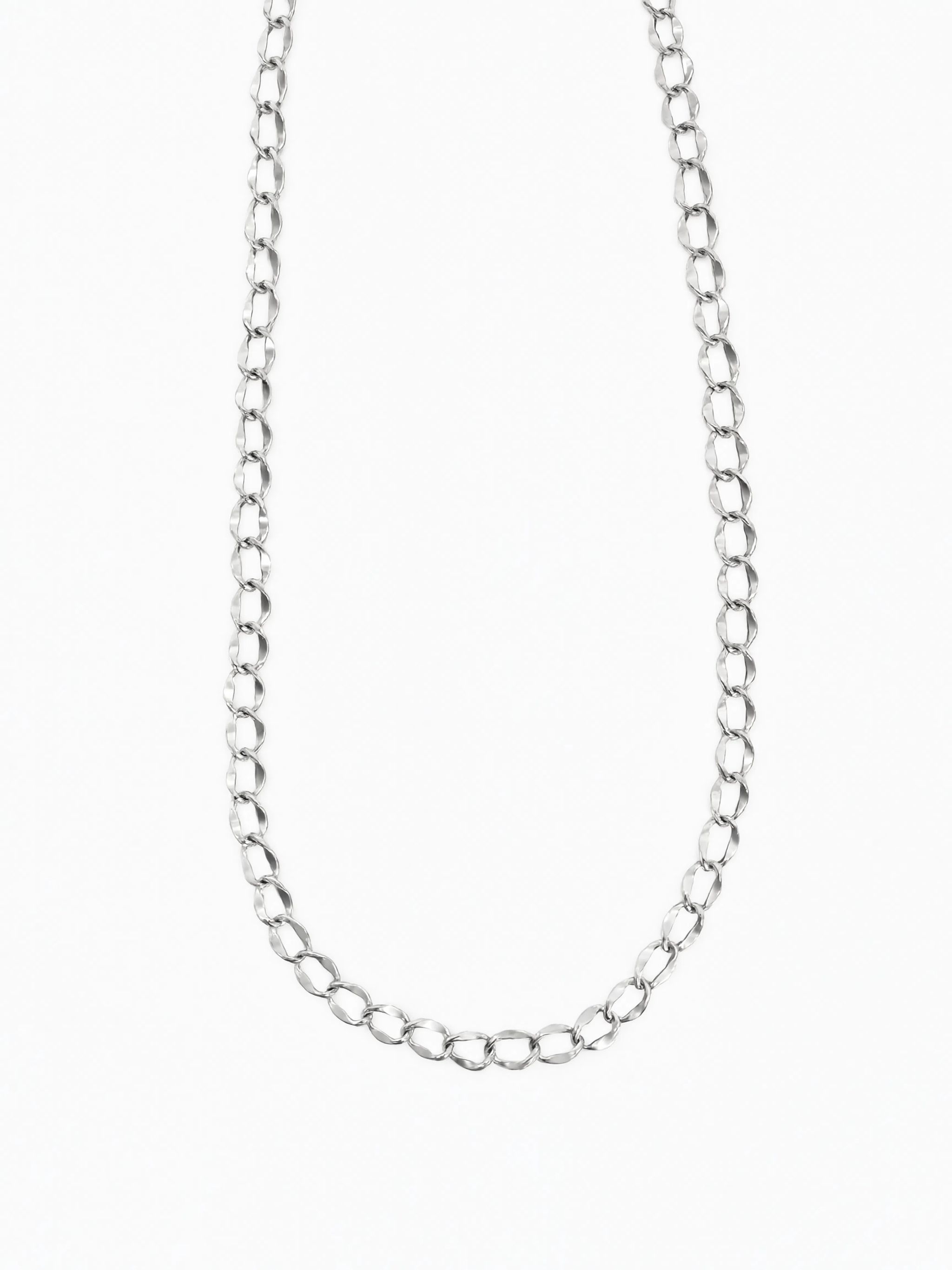 Curb Chain Charm Necklace - Silver