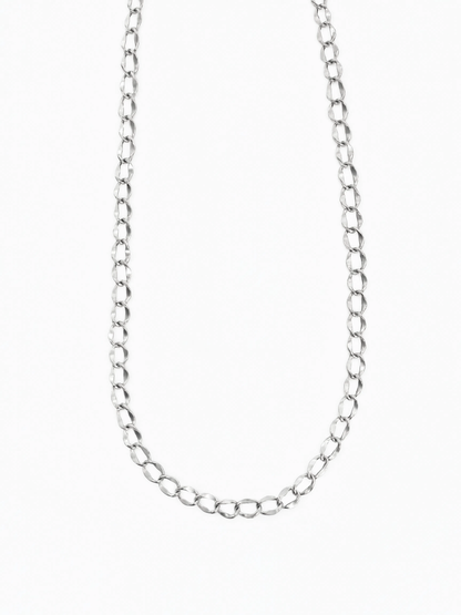 Curb Chain Charm Necklace - Silver