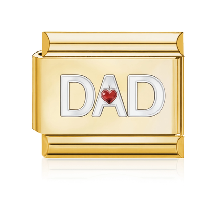 DAD with Heart Italian Charm - Gold