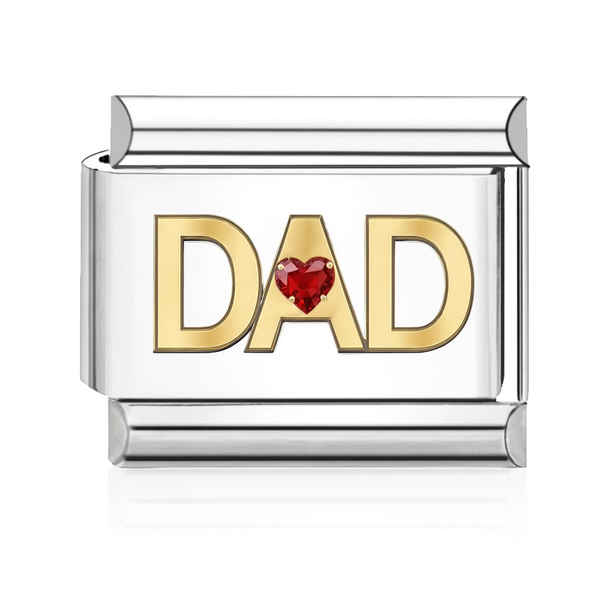 DAD with Heart Italian Charm - Silver