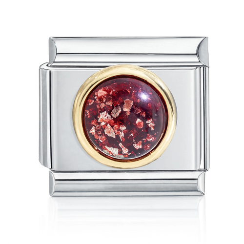 Deep Red Foil Dome Italian Charm
