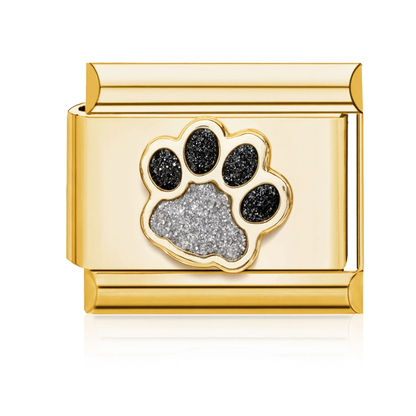 Druzy Paw Print Italian Charm - Gold