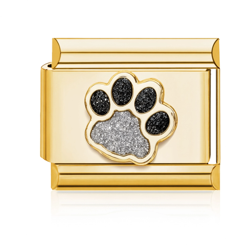 Druzy Paw Print Italian Charm - Gold