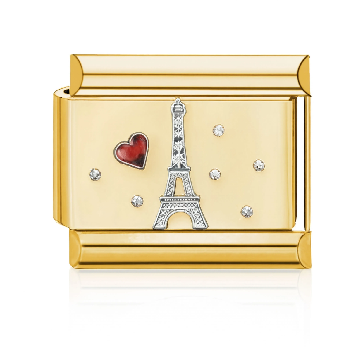 Eiffel Tower with Heart Italian Charm - Gold