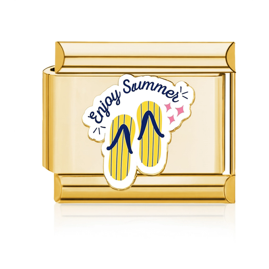 Enjoy Summer Flip-Flops Italian Charm Gold