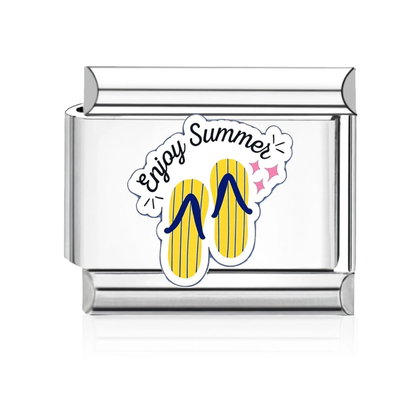Enjoy Summer Flip-Flops Italian Charm Silver