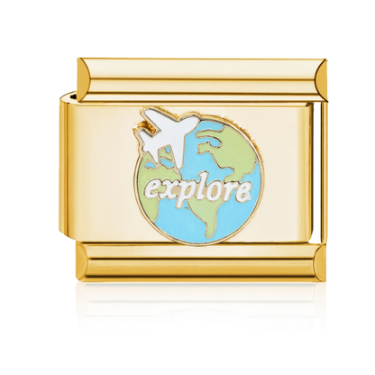 Explore Globe Italian Charm - Gold