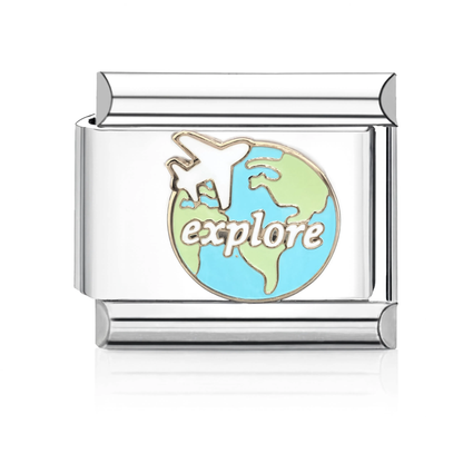 Explore Globe Italian Charm - Silver