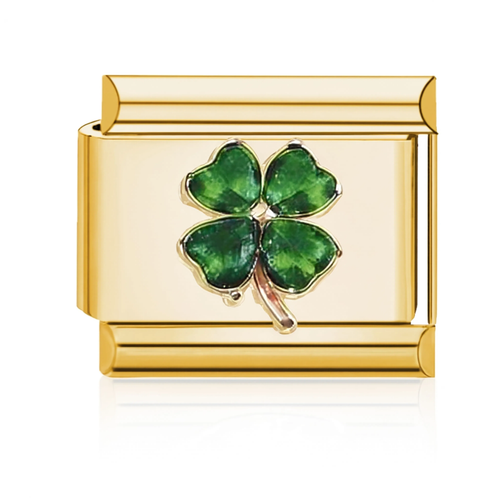 Four-Leaf Clover Italian Charm Style A - Gold