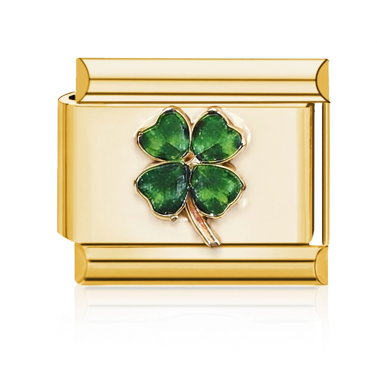 Four-Leaf Clover Italian Charm Style B - Gold