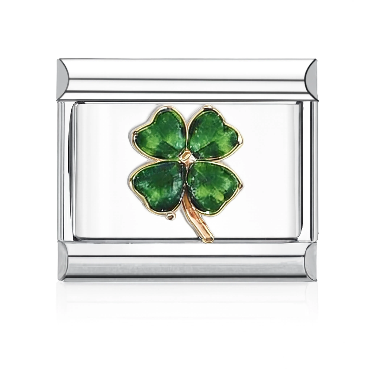 Four-Leaf Clover Italian Charm Style A - Silver