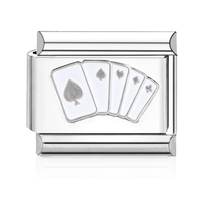 Four Aces Cards Italian Charm Silver